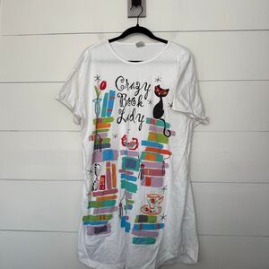 Relevant Products Women’s One Size Crazy Book Lady Cat Lady Pajama Gown